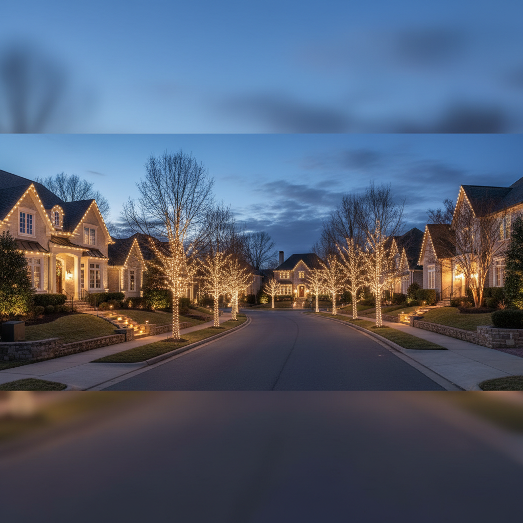 Neighborhood Christmas lighting style example