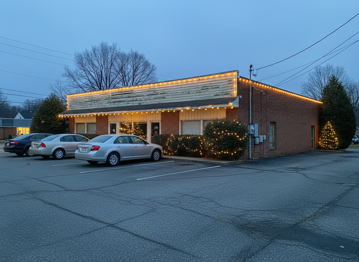 Realistic commercial Christmas light installation